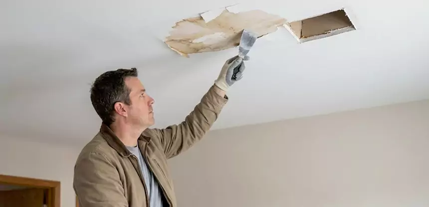 Ceiling Water Stain and Drywall Repair in Louisburg